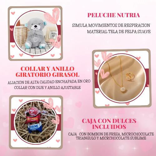 PACK NUTRIA / ANILLO Y COLLAR GIRASOL / CAJA DE REGALO