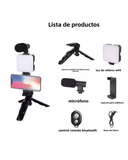 COMBO KIT TRIPODE CON MICROFONO + AUDIFONO  BLUETOOTH F9 5C