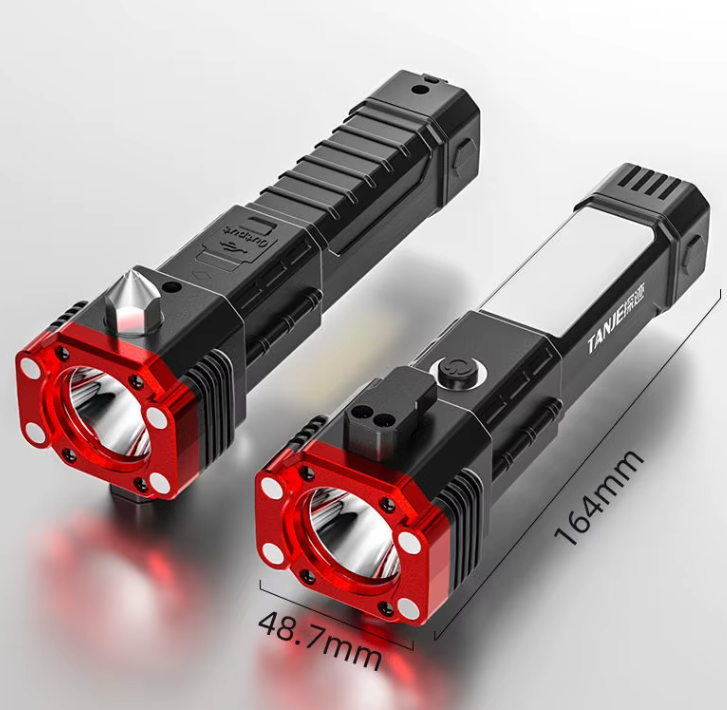 LINTERNA TÁCTICA DE SEGURIDAD PARA AUTO 4 EN 1